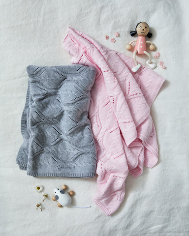 Korango Little Tiger Knit Blanket - Blue