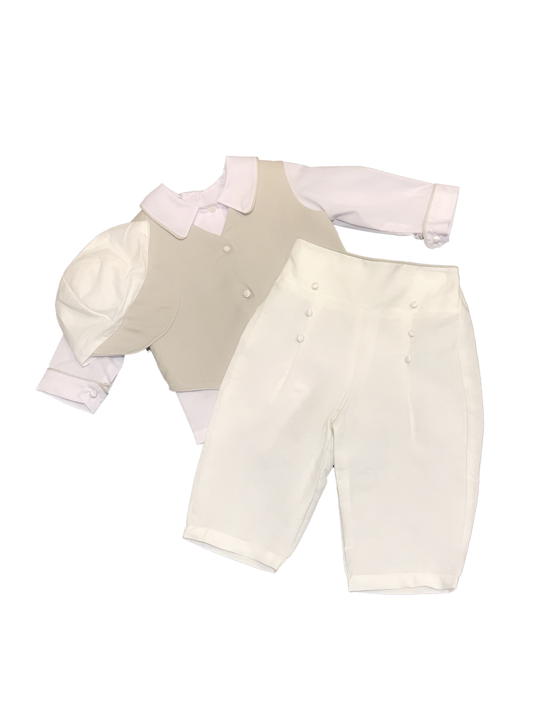 Little Possums 4-Piece Linen Suit - Grey Trim