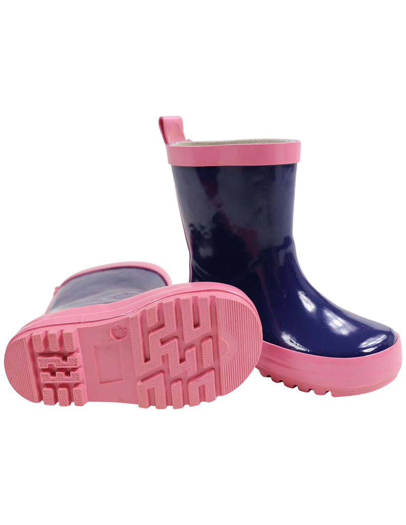 Korango Gumboot Contrast Binding and Sole - Pink/Navy