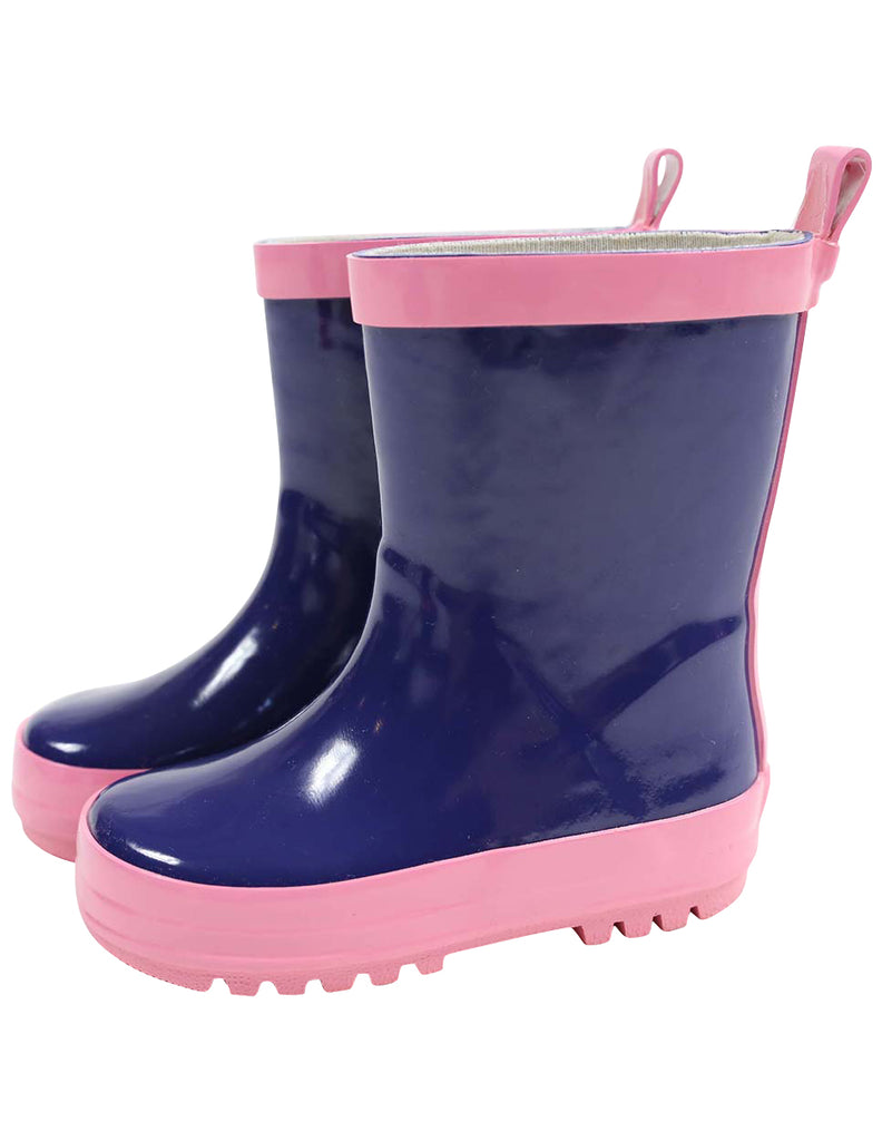 Korango Gumboot Contrast Binding and Sole - Pink/Navy