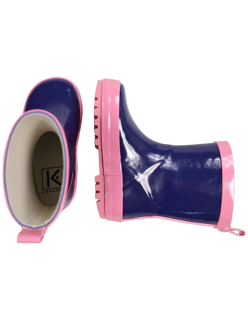 Korango Gumboot Contrast Binding and Sole - Pink/Navy