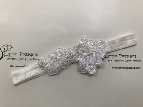 Little Possums Cluster Flowers And Lace Diamante Headband
