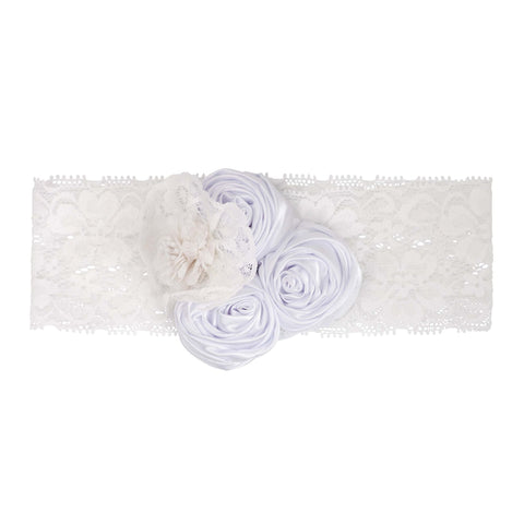 Little Possums Cluster Flowers And Lace Diamante Headband