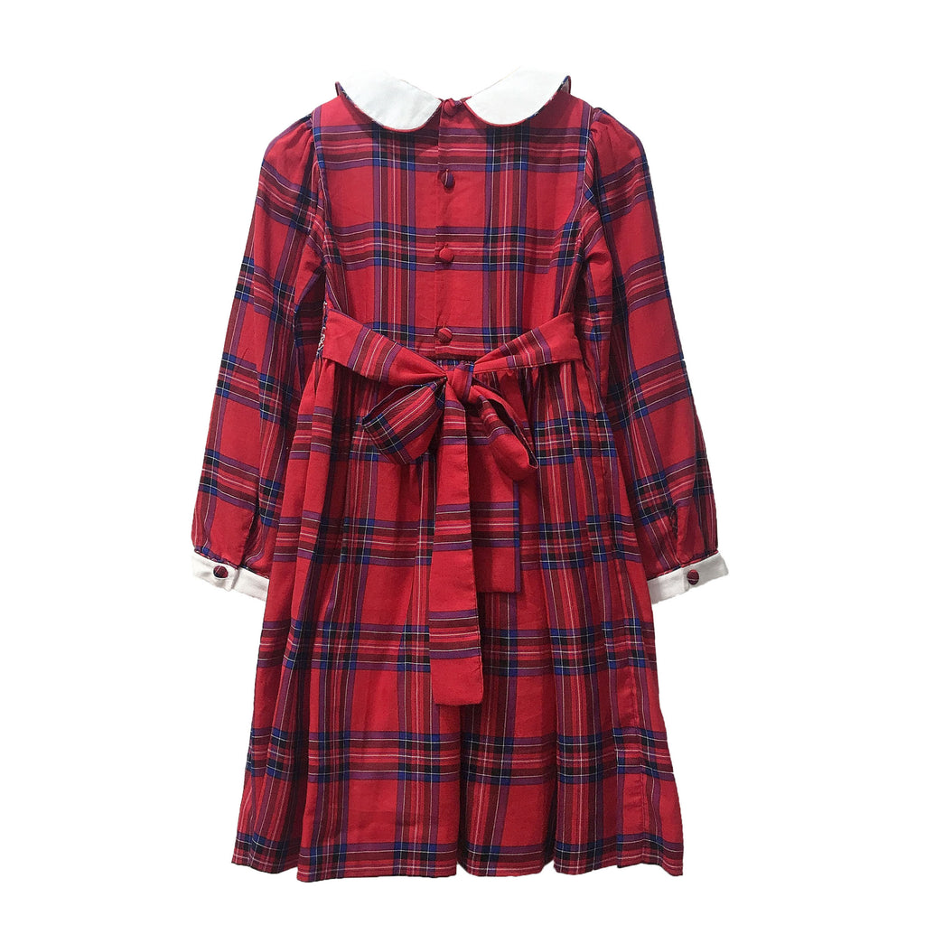 Meleze Hand Smocked Dress in Royal Stewart Tartan (Size 6M-8Y)