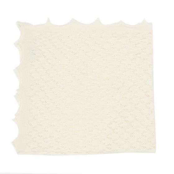 Bebe Scalloped Edge Blanket in Ivory