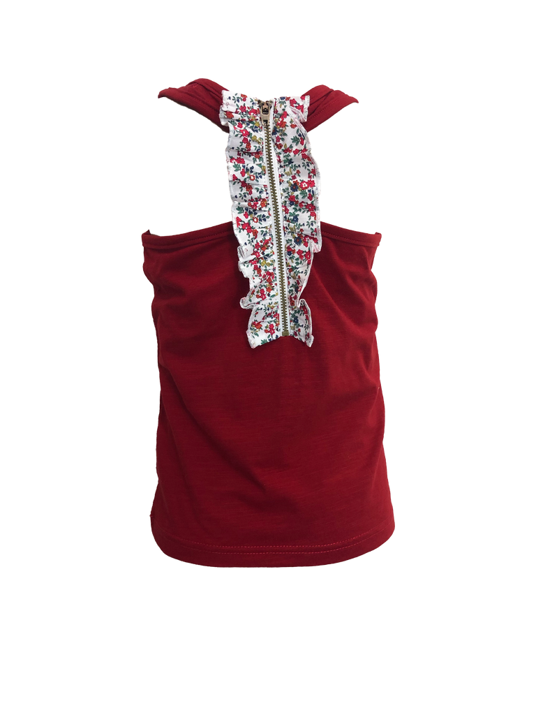 Love Henry Girls Zip Back Singlet Top - Red (Size 3-12)