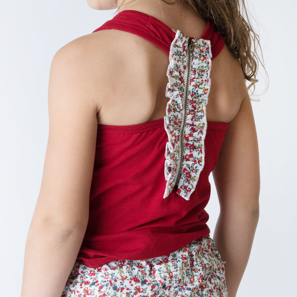 Love Henry Girls Zip Back Singlet Top - Red (Size 3-12)