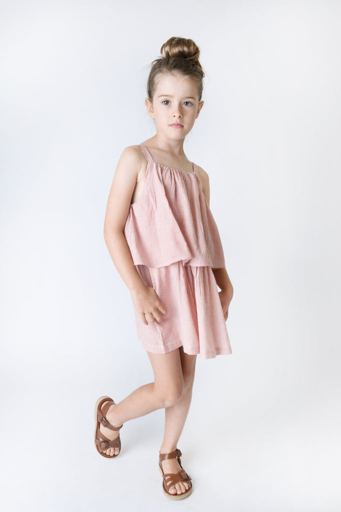 Love Henry Girls Tiered Dress - Red Stripe (Size 3-12)