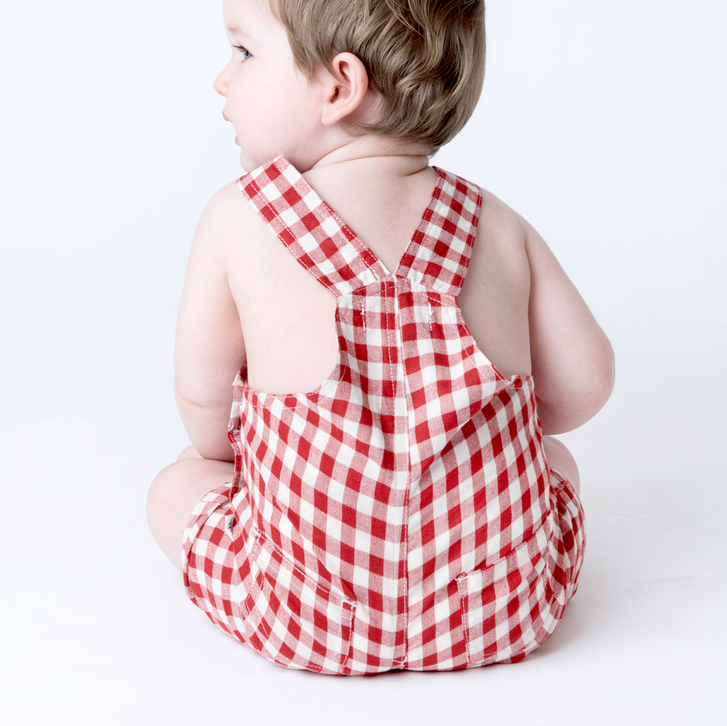 Love Henry Baby Boys Roy Dungaree - Red Gingham (Size NB-2)