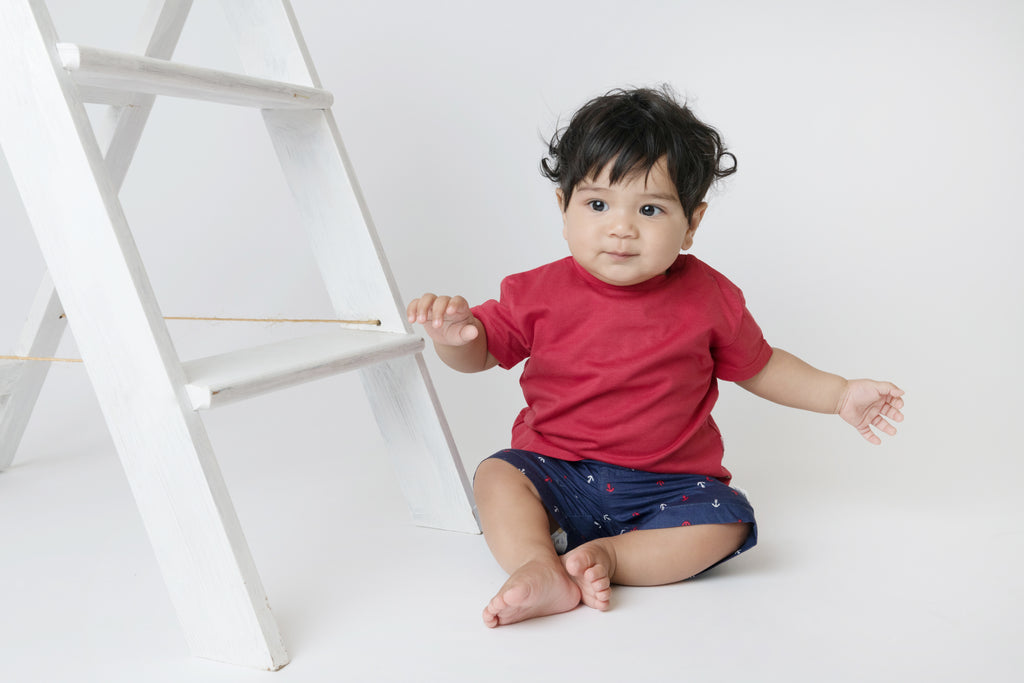 Love Henry Baby Boys Plain Tee - Red (Size NB-2)