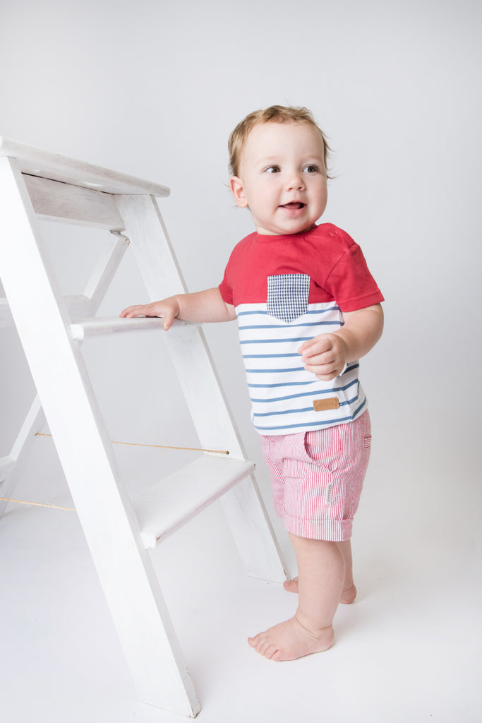 Love Henry Baby Boys Dress Shorts - Red Stripe (Size NB-2)