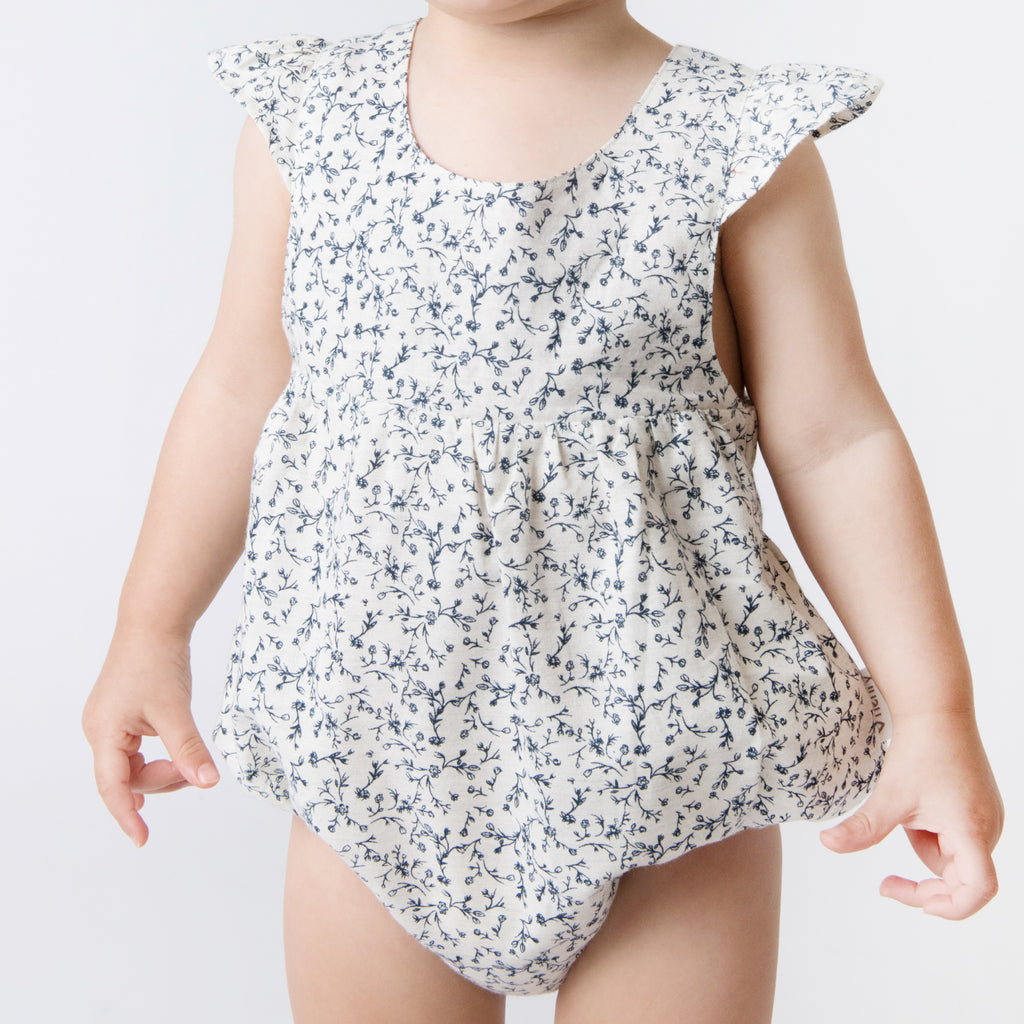 Love Henry Baby Girls Mila Romper - Delicate Navy Floral (Size NB-2)