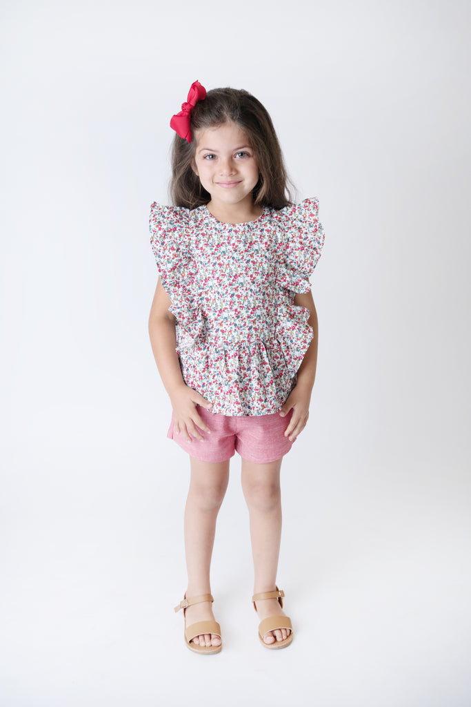Love Henry Girls Bonnie Top - Christmas Floral (Size 3-12)