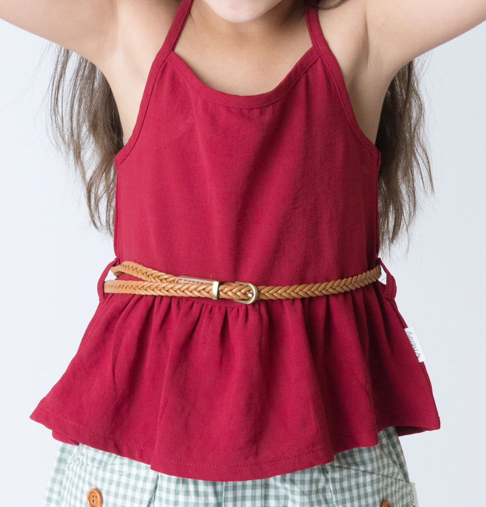 Love Henry Girls Racer Back Floaty Top - Red (Size 3-12)