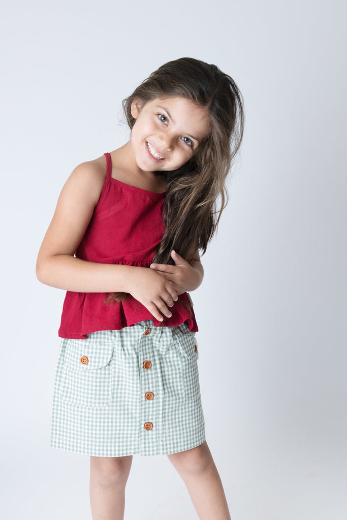 Love Henry Girls Racer Back Floaty Top - Red (Size 3-12)