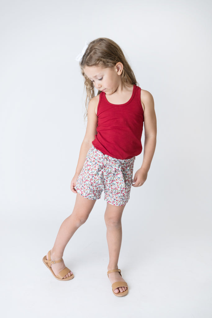 Love Henry Girls Zip Back Singlet Top - Red (Size 3-12)