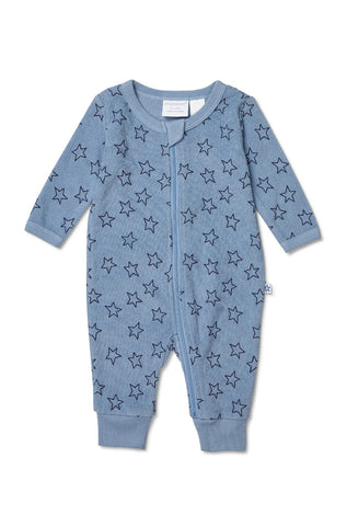 Marquise Towelling Zipsuit - Grey Stars (Size NB-1)