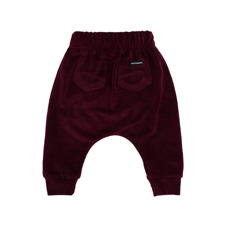 Rock Your Baby Velvet Drop Crotch Pants - Plum