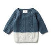 Wilson & Frenchy Steel Blue Dipped Cable Knit Jumper