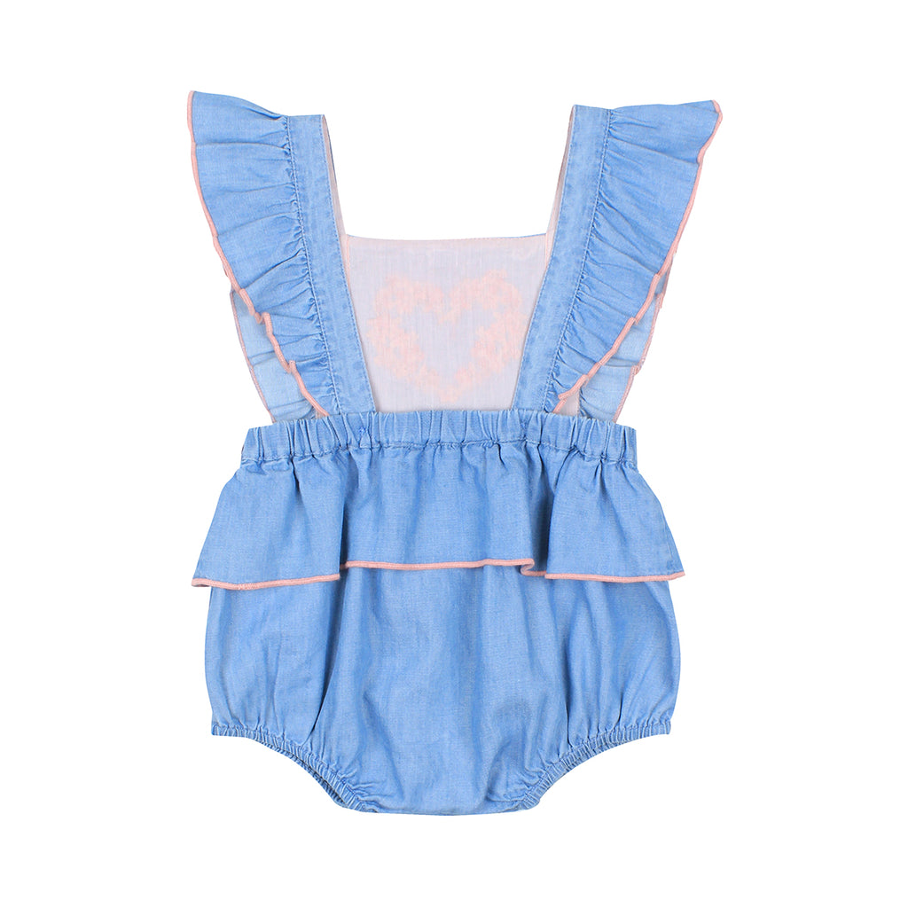 Bebe Leah Chambray Romper in Indigo