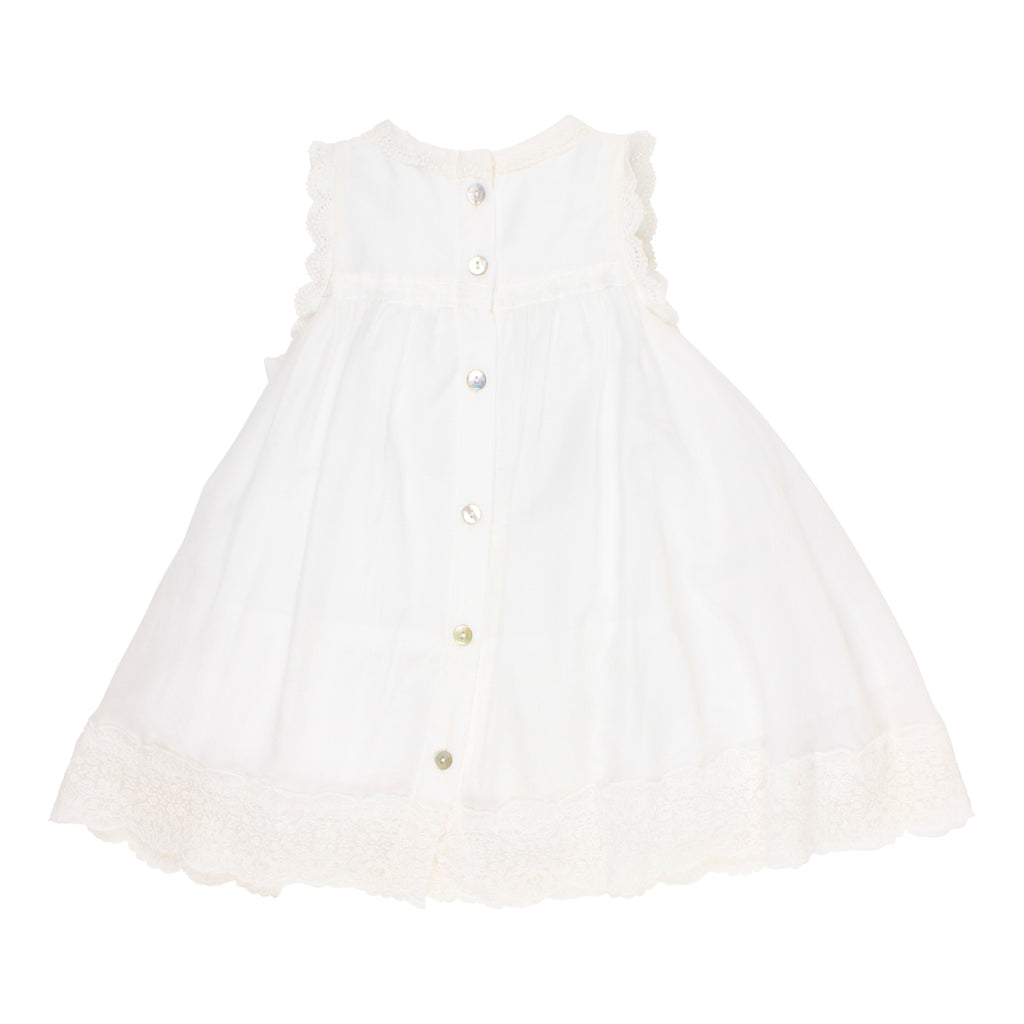Bebe Lace Trim Cotton Silk Dress in Ivory