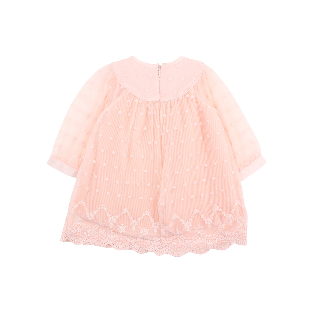 Bebe Pleated Lace Dress in Pink (Size 3M-5Y)