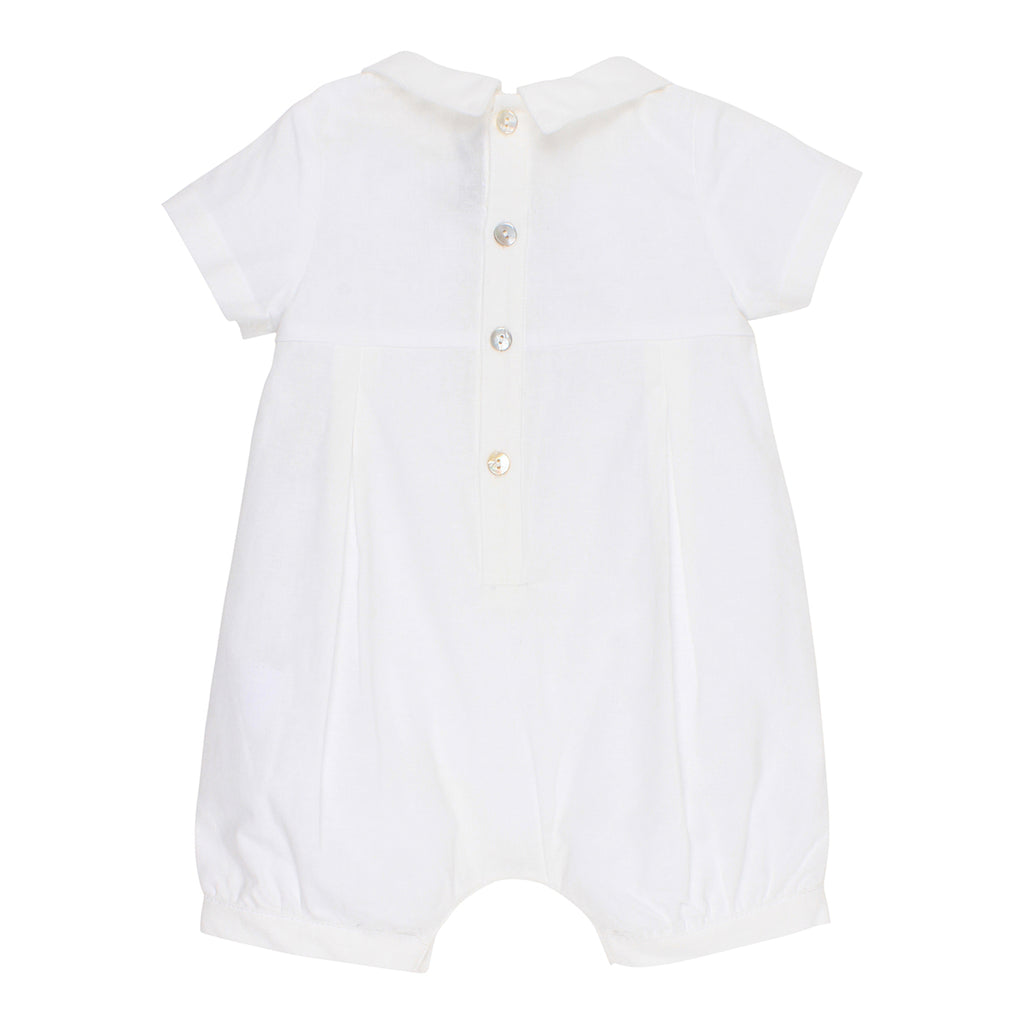 Bebe Boys Pleat Romper in Ivory (Size NB-0)