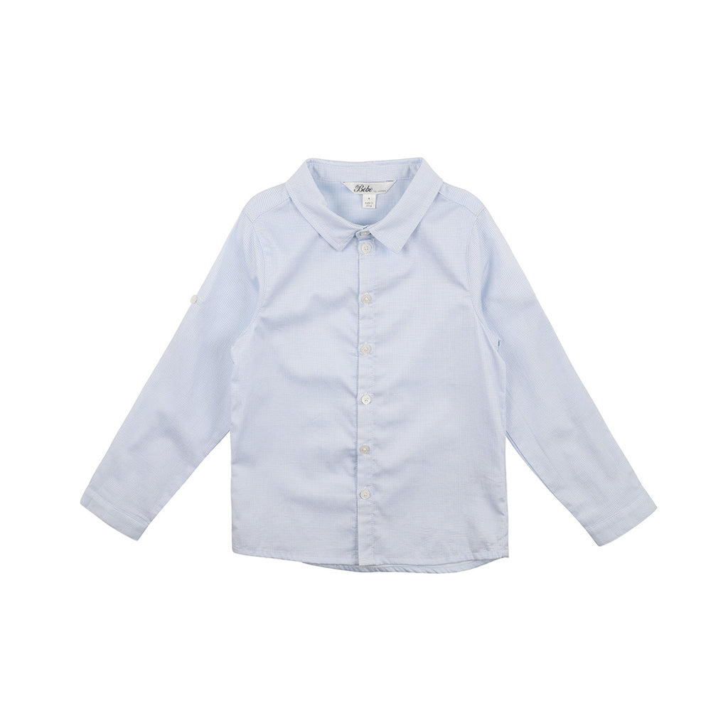 Bebe Edward L/S Shirt Blue Check (Size 000-7Y)