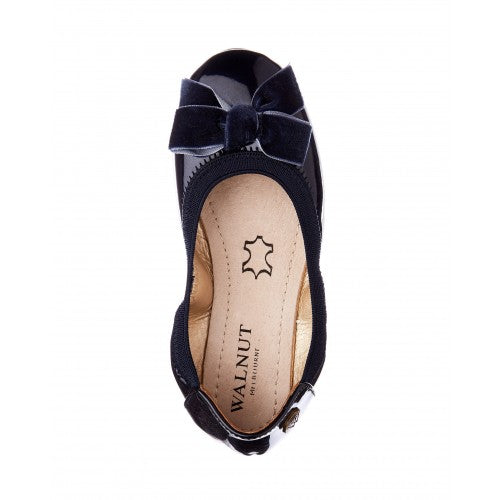 Walnut Catie Bow Ballet in Navy