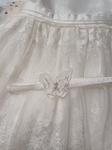 Bebe Lace Trim Cotton Silk Dress in Ivory