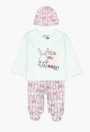 Boboli Bunny Bunny Tee, Pant and Beanie Set- Pink