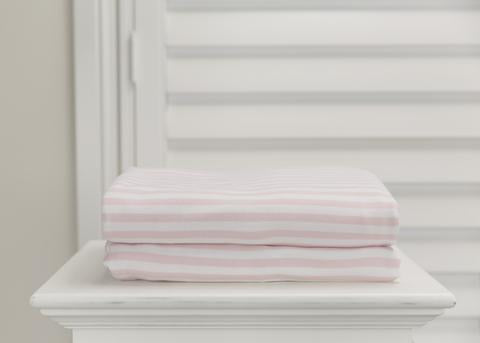 L'il Fraser 1 Piece Fitted Cot Sheet - Pink & White Stripes