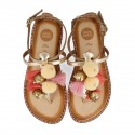 GOLDEN THONG SANDALS WITH POMPONS FOR GIRLS 43659