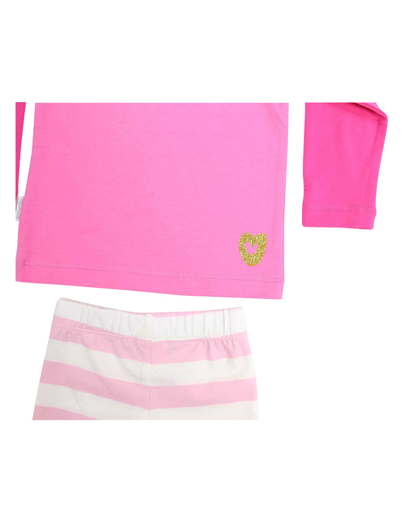 Korango Sleepwear Cotton Pyjamas Long Sleeve Tee and Pant Unicorn - Pink/White