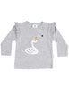 Korango Swan Princess Applique Top - Grey Marle