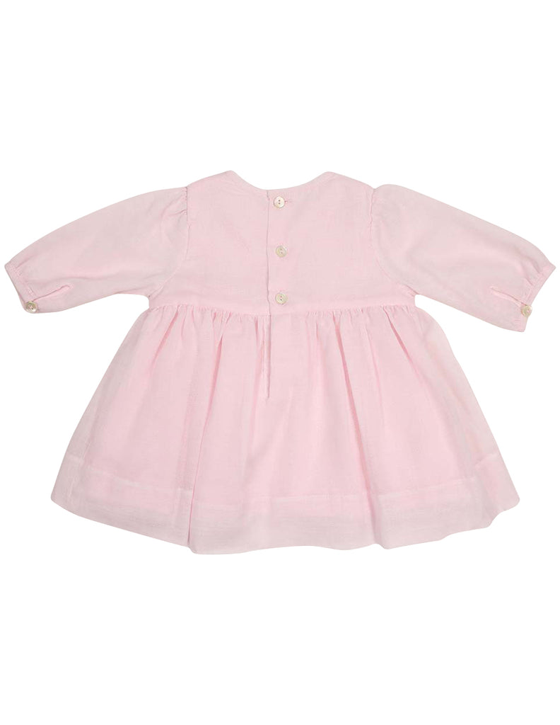 Korango Timeless Hand Smocked/Embroidered Cotton Voile Dress - Pink
