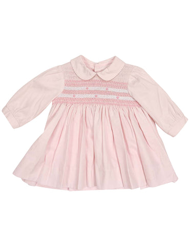 Korango Timeless Hand Smocked/Embroidered Cotton Voile Dress - Pink