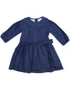 Korango Vamos Vintage Girls Linen Collared Dress - Navy