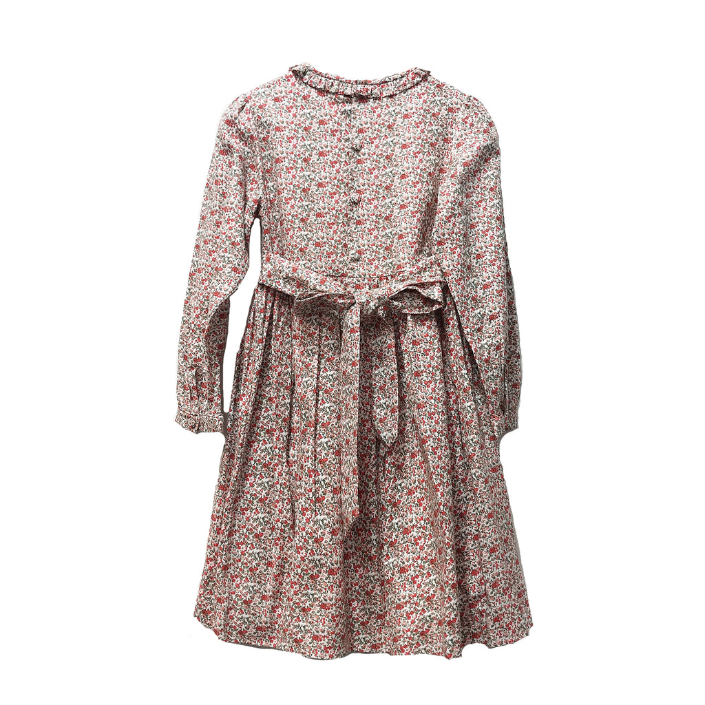 Meleze Hand Smocked Dress in Red/Green Floral (Size 2-8Y)