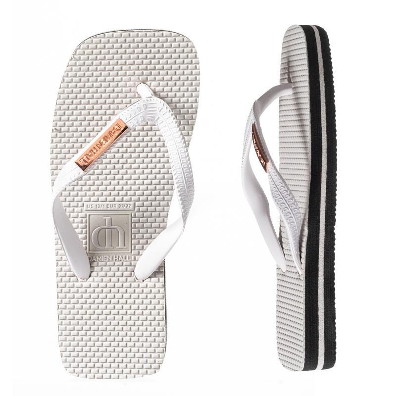 Damien Hall Flip Flops - White (Size 8-1)
