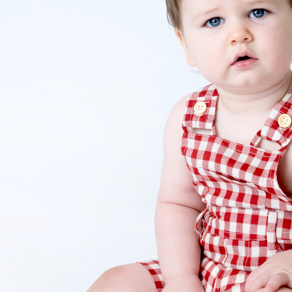 Love Henry Baby Boys Roy Dungaree - Red Gingham (Size NB-2)