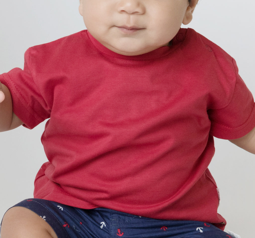 Love Henry Baby Boys Plain Tee - Red (Size NB-2)