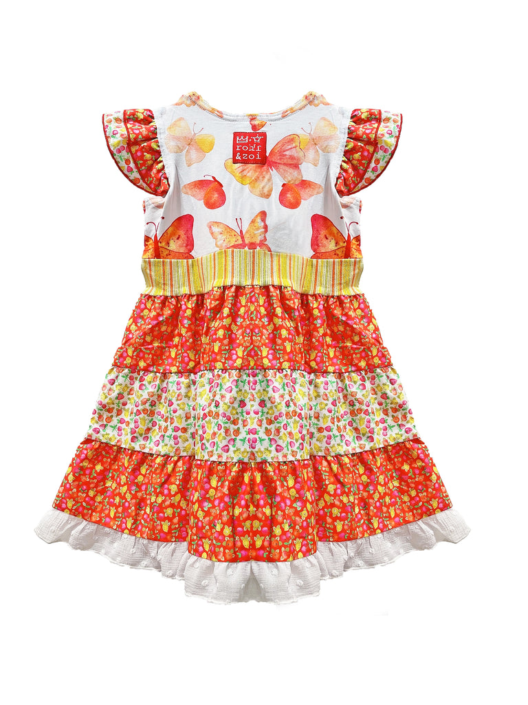 Zaza Couture Roki & Zoi Butterfly Dress in Red and Yellow Print (Size 000-4)