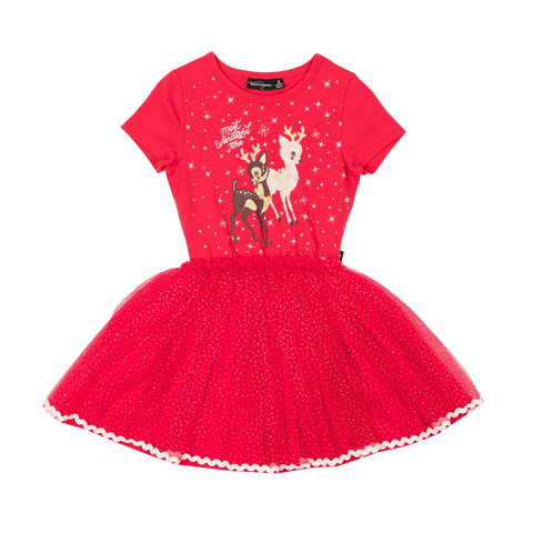 Korango Stars Hooded Knit Dress - Grey/Red/Beige (Size 6M-8Y)