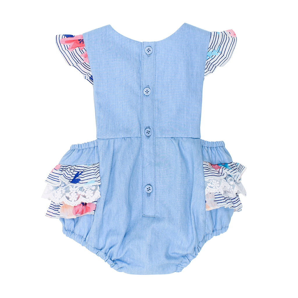 Bebe Abby Chambray Playsuit With Frill - XS18-764