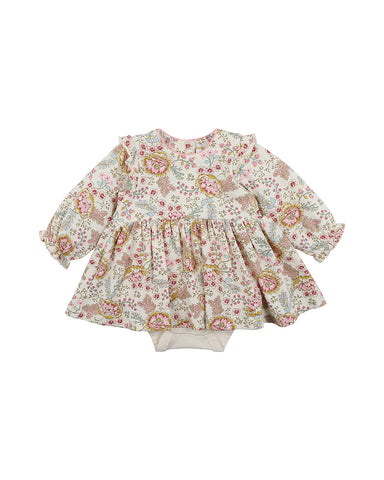 Boboli White Embroidery Dress with Colourful Buttons