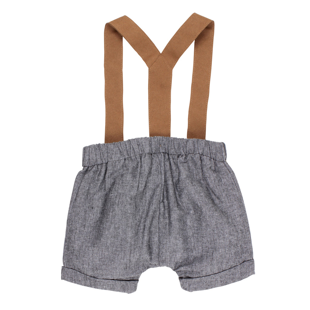 Bebe Henry Woven Shorts with Braces in Charcoal