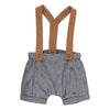 Bebe Henry Woven Shorts with Braces in Charcoal