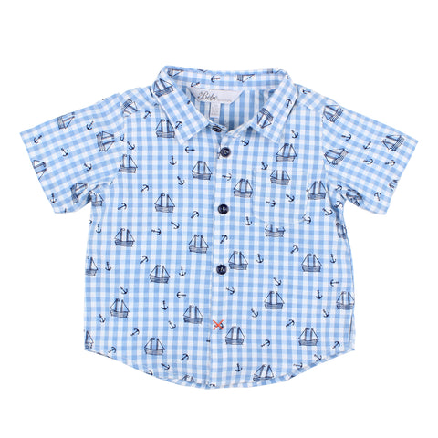Boboli Check Shirt- Blue/White