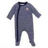 Bebe Magnus stripe  Velour zip front romper/ onesie Navy YW19560